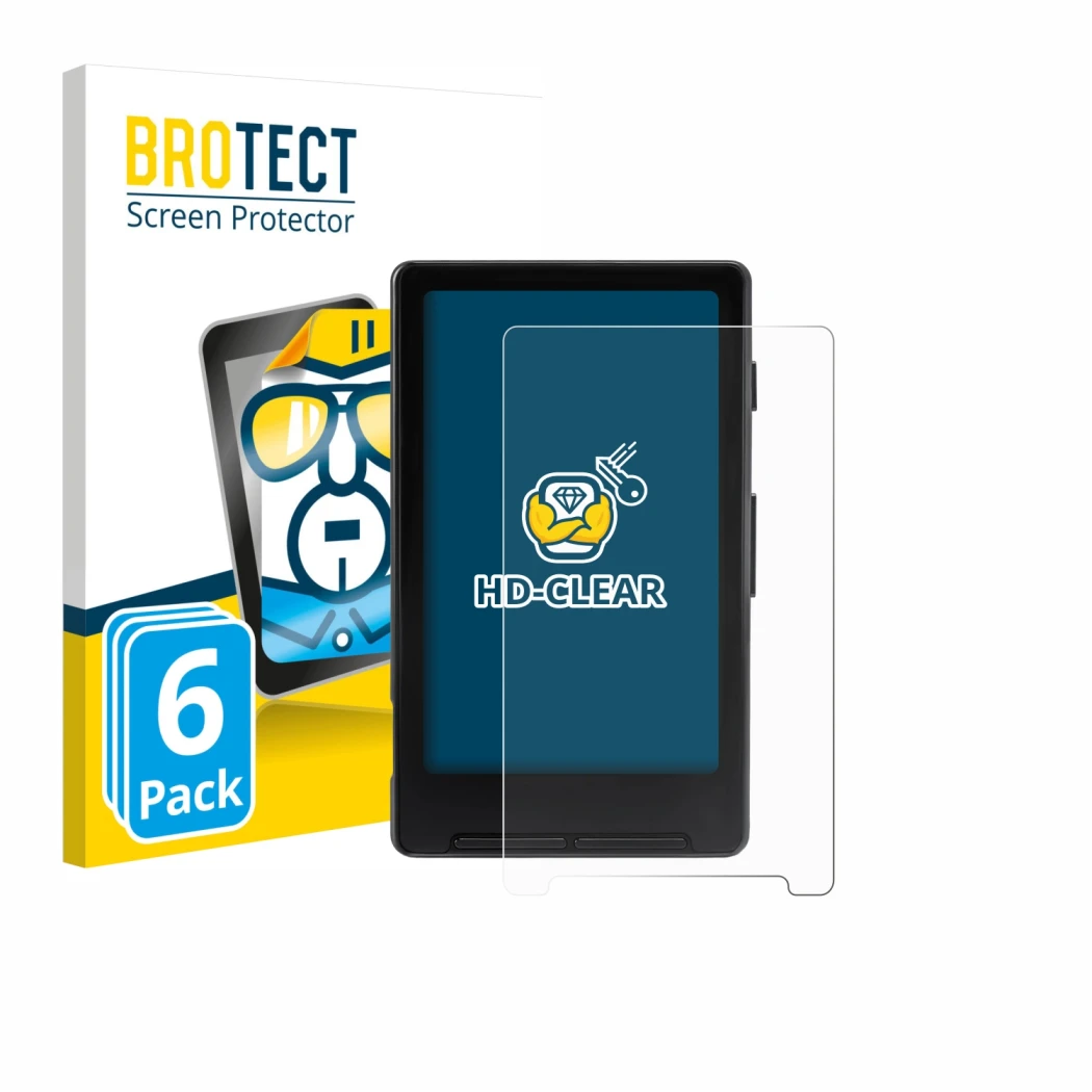 Vorderseite einer Produktverpackung mit dem Markenlogo BROTECT. Daneben ist das Gerät Xteink X4 mit dem zugehörigen Displaysch