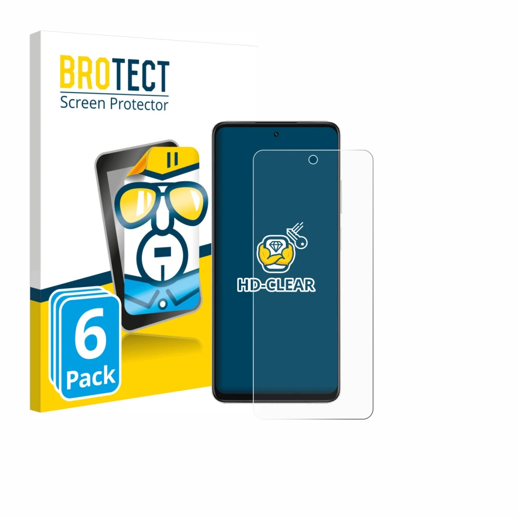 Vorderseite einer Produktverpackung mit dem Markenlogo BROTECT. Daneben ist das Gerät Oppo A5x 4G mit dem zugehörigen Displays