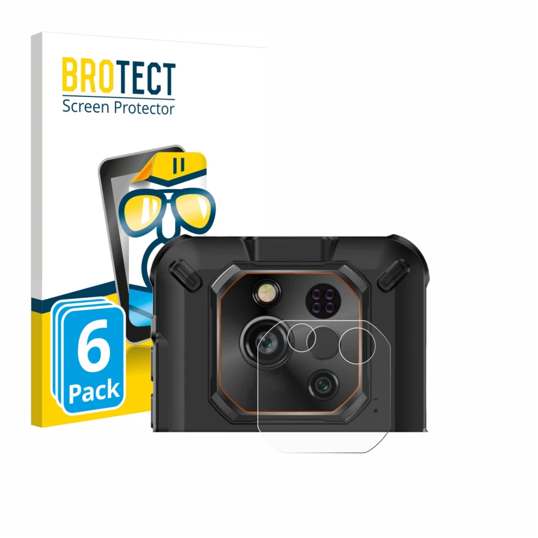 Vorderseite einer Produktverpackung mit dem Markenlogo BROTECT. Daneben ist das Gerät Ulefone RugOne Xever 7 Pro (NUR Kamerasc