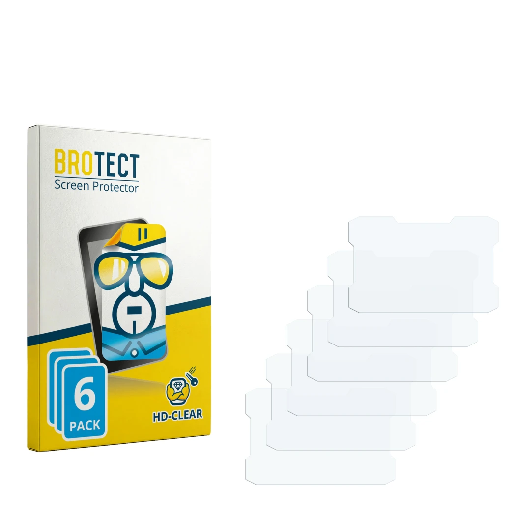 Vorderseite einer Produktverpackung mit dem Markenlogo BROTECT. Daneben ist der zugehörige Displayschutz.