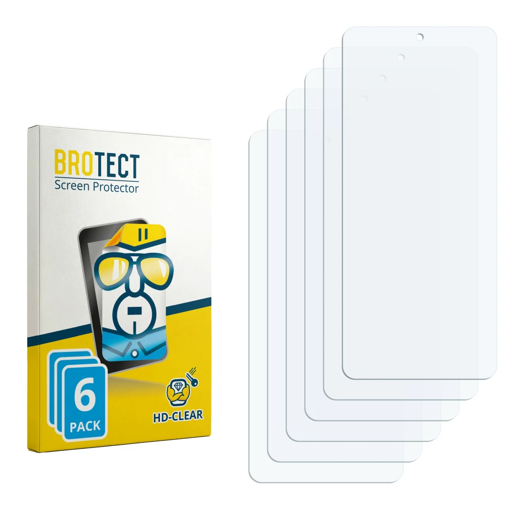 Vorderseite einer Produktverpackung mit dem Markenlogo BROTECT. Daneben ist der zugehörige Displayschutz.