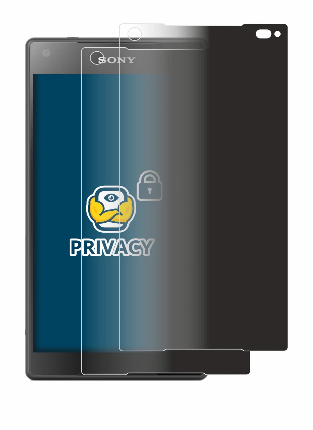 Abbildung des Geräts Sony Xperia Z5 Compact mit einer Vielzahl des Displayschutzes.