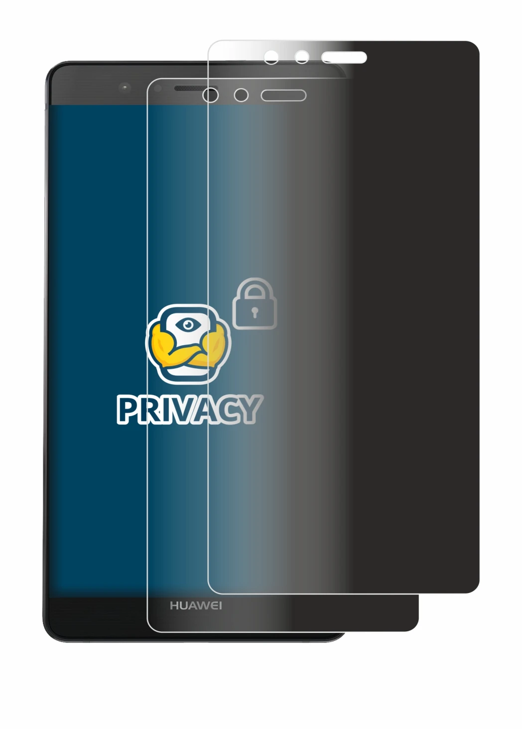 Abbildung des Geräts Huawei P9 mit einer Vielzahl des Displayschutzes.