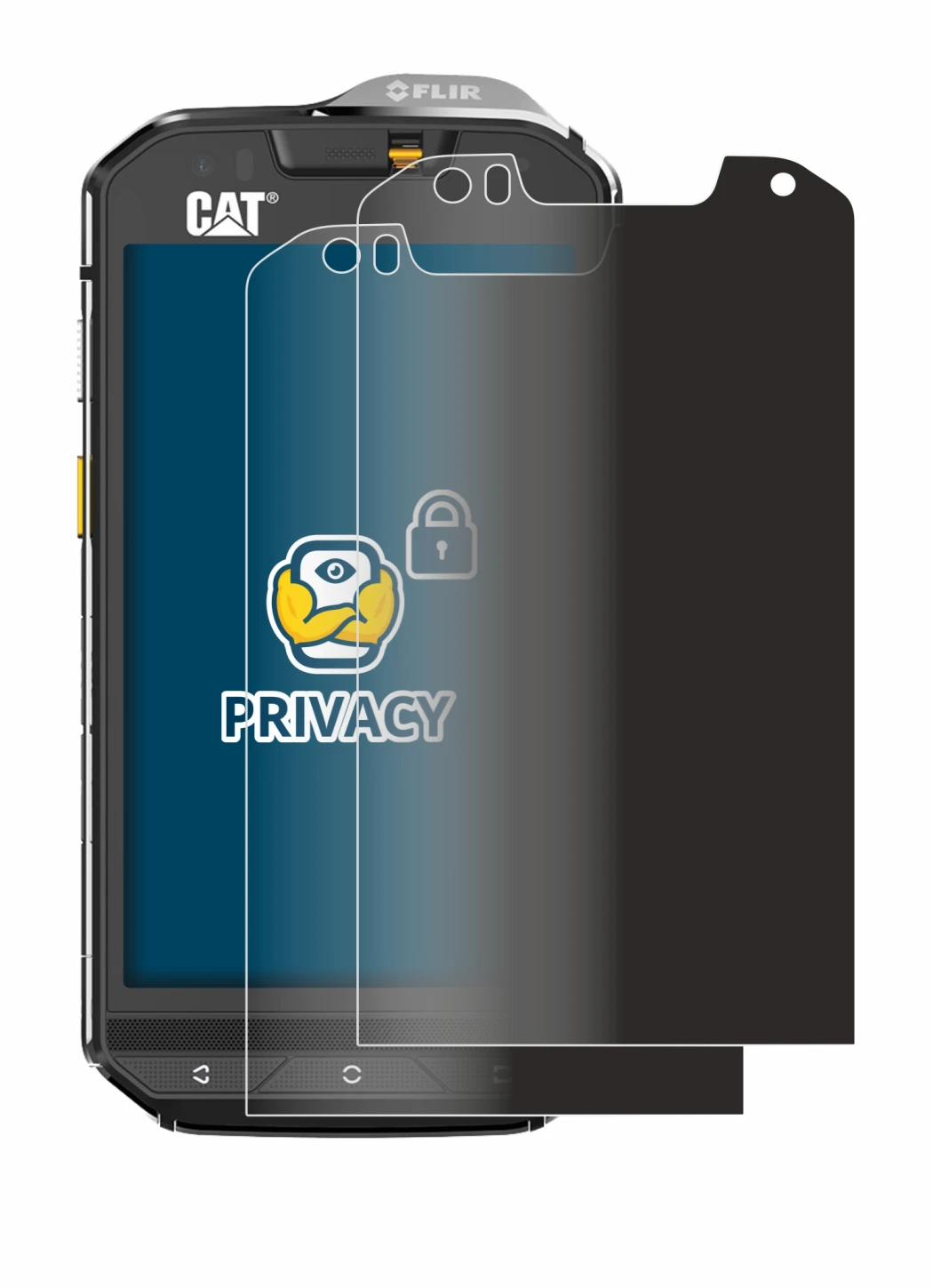 Abbildung des Geräts Caterpillar Cat S60 mit einer Vielzahl des Displayschutzes.