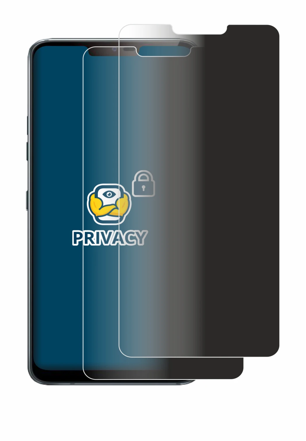 Abbildung des Geräts LG G7 ThinQ mit einer Vielzahl des Displayschutzes.