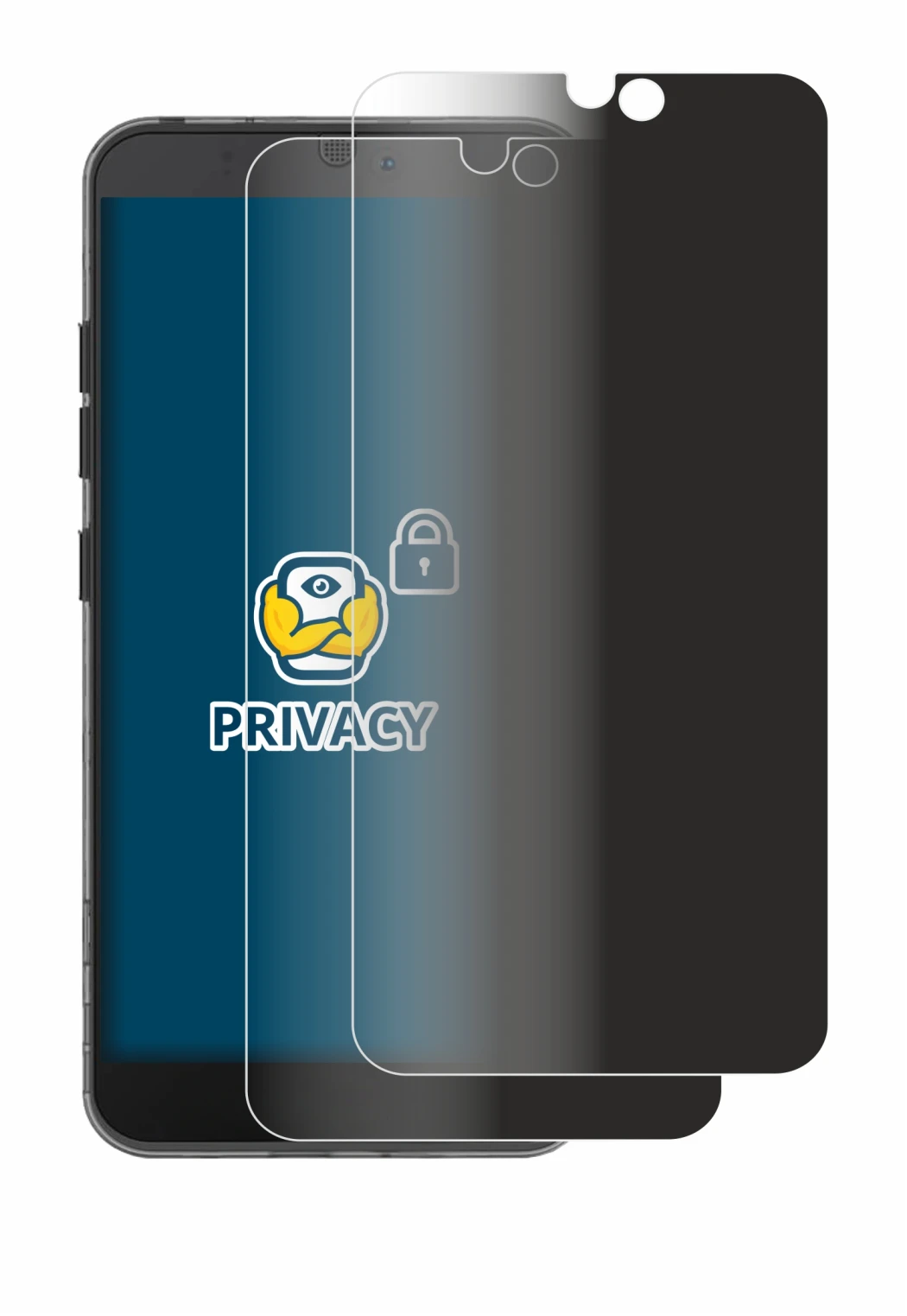 Abbildung des Geräts Fairphone 3 mit einer Vielzahl des Displayschutzes.