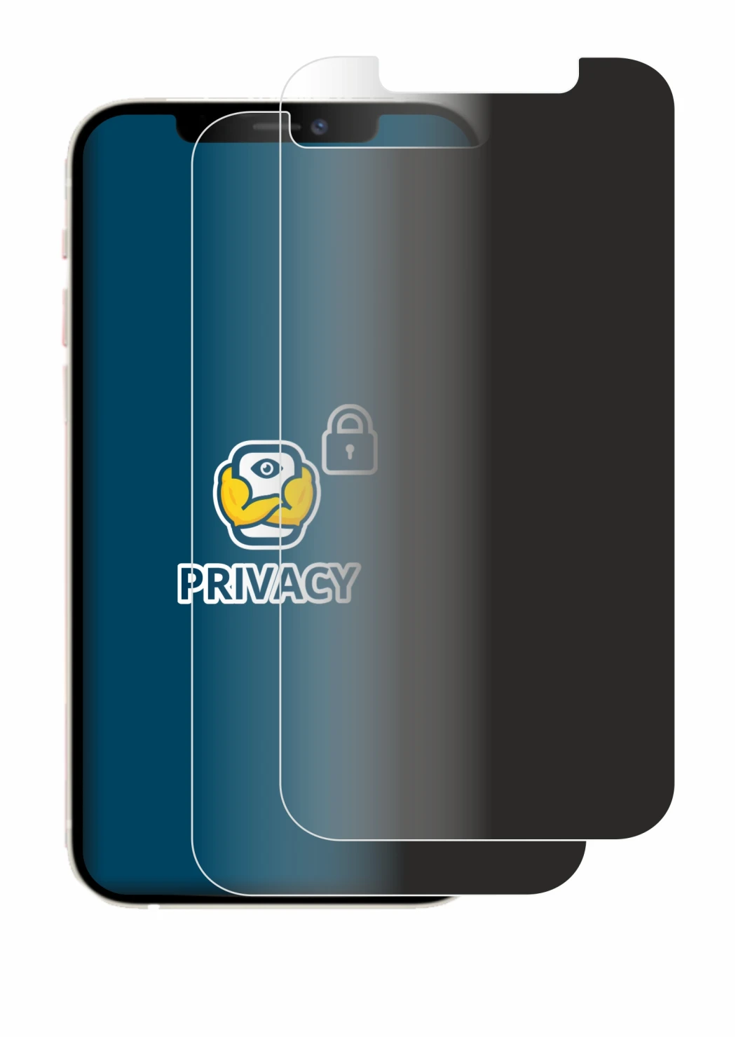 Abbildung des Geräts Apple iPhone 12 mit einer Vielzahl des Displayschutzes.