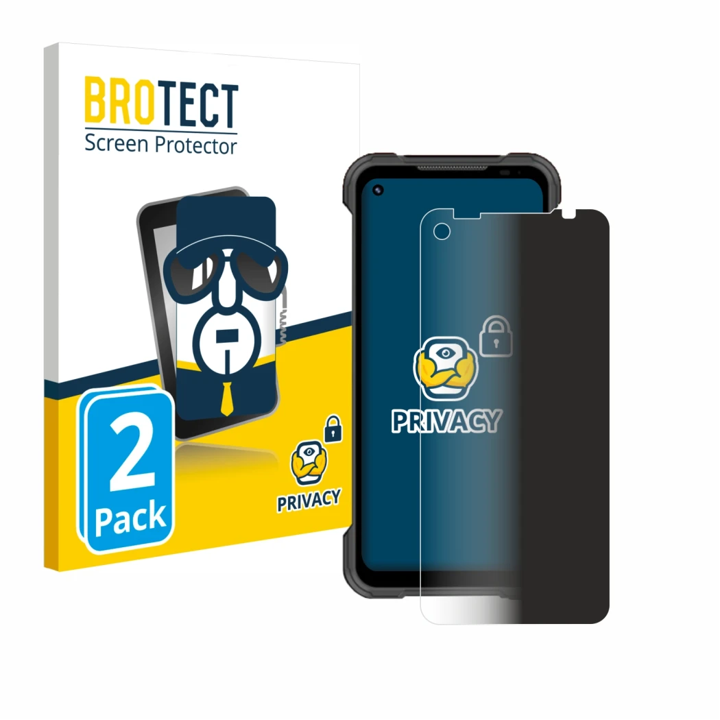 Vorderseite einer Produktverpackung mit dem Markenlogo BROTECT. Daneben ist das Gerät Doogee S97 Pro mit dem zugehörigen Displ