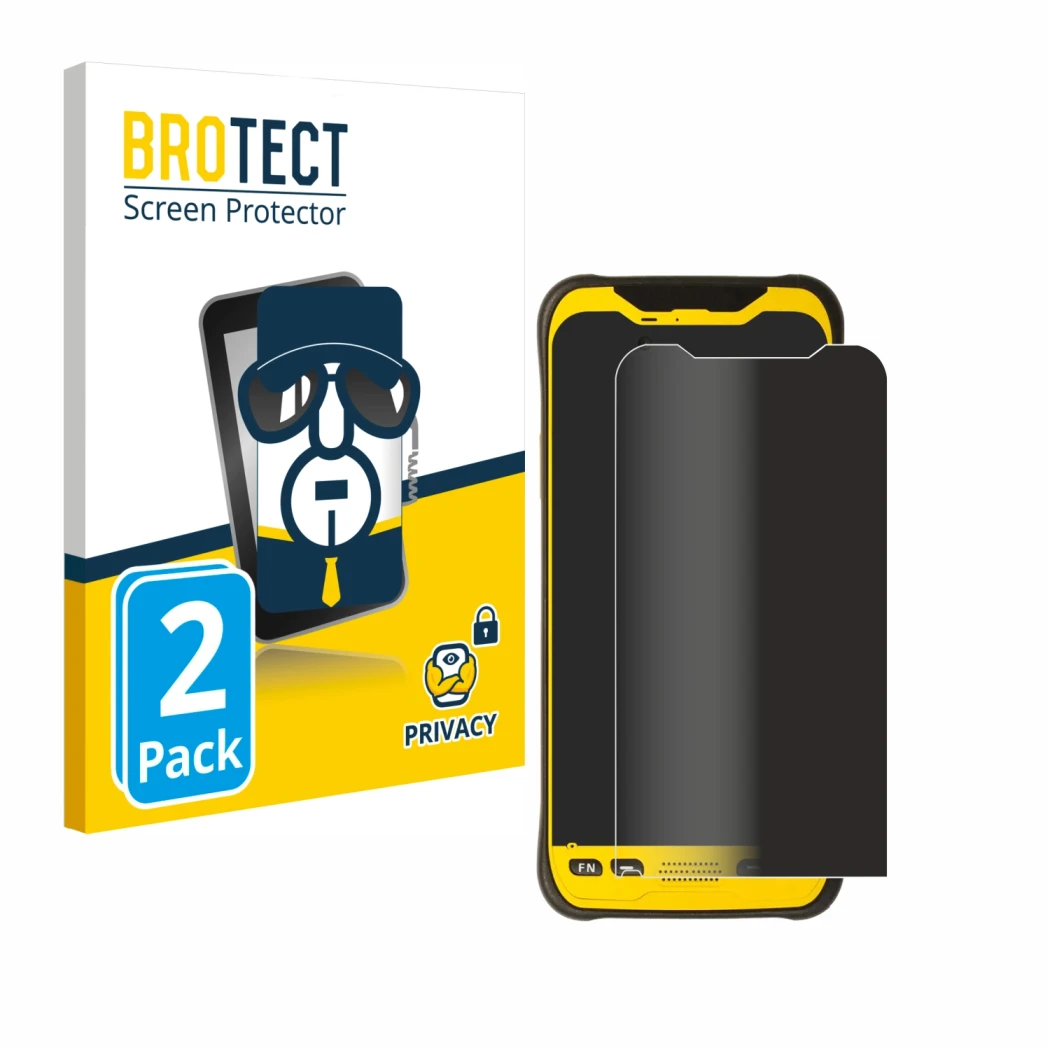 Vorderseite einer Produktverpackung mit dem Markenlogo BROTECT. Daneben ist das Gerät Trimble TDC600 mit dem zugehörigen Displ