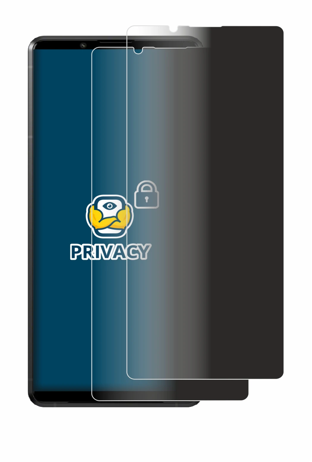 Abbildung des Geräts Sony Xperia Pro-I mit einer Vielzahl des Displayschutzes.