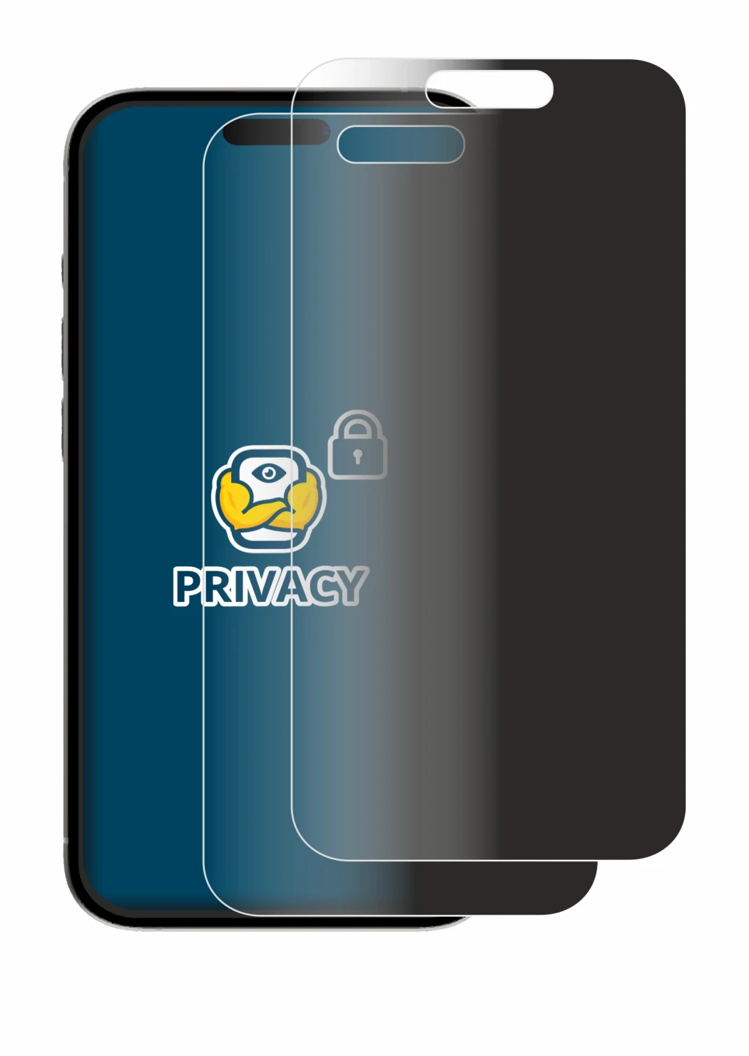 Abbildung des Geräts Apple iPhone 15 mit einer Vielzahl des Displayschutzes.