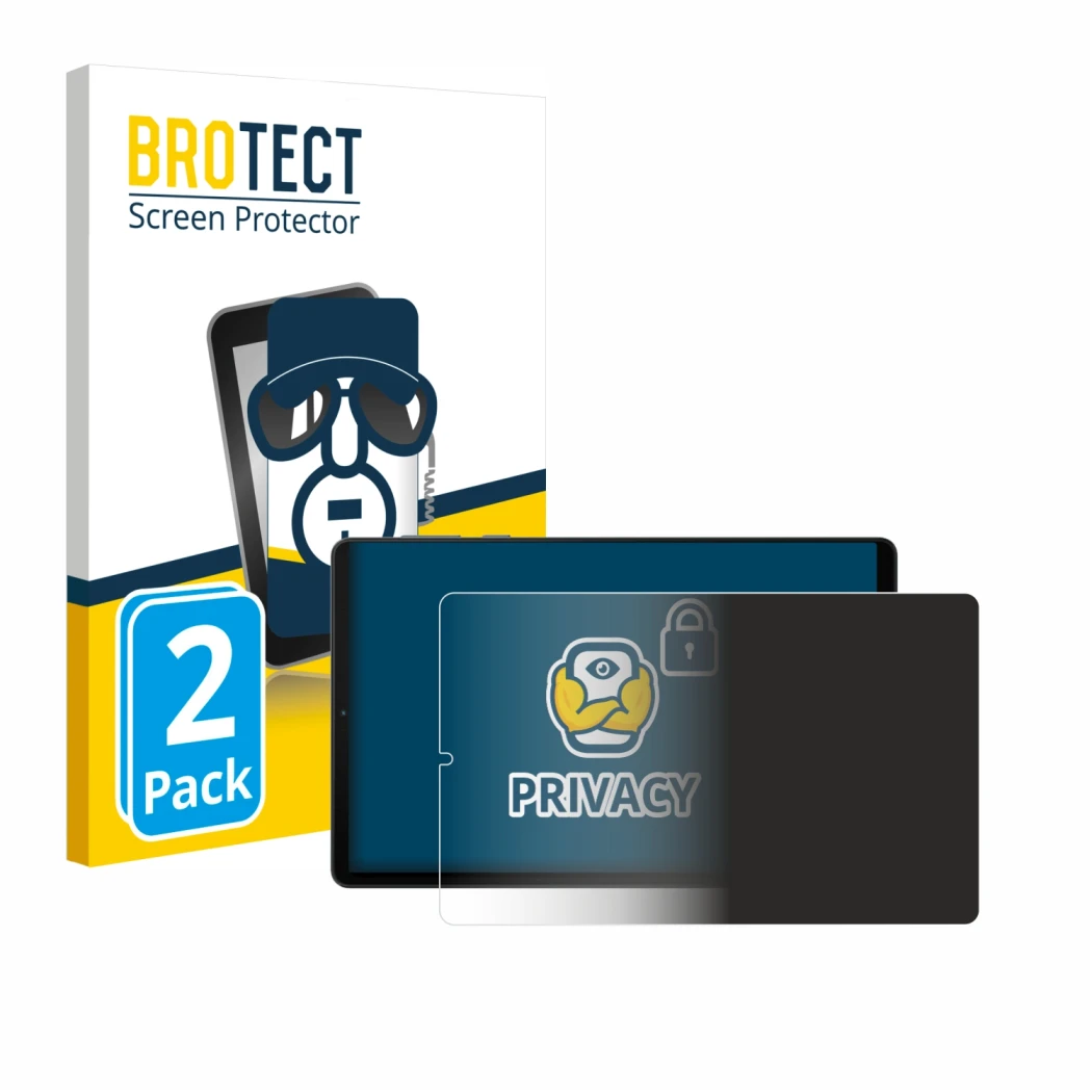 Vorderseite einer Produktverpackung mit dem Markenlogo BROTECT. Daneben ist das Gerät Lenovo Legion Y700 (2023) mit dem zugehö