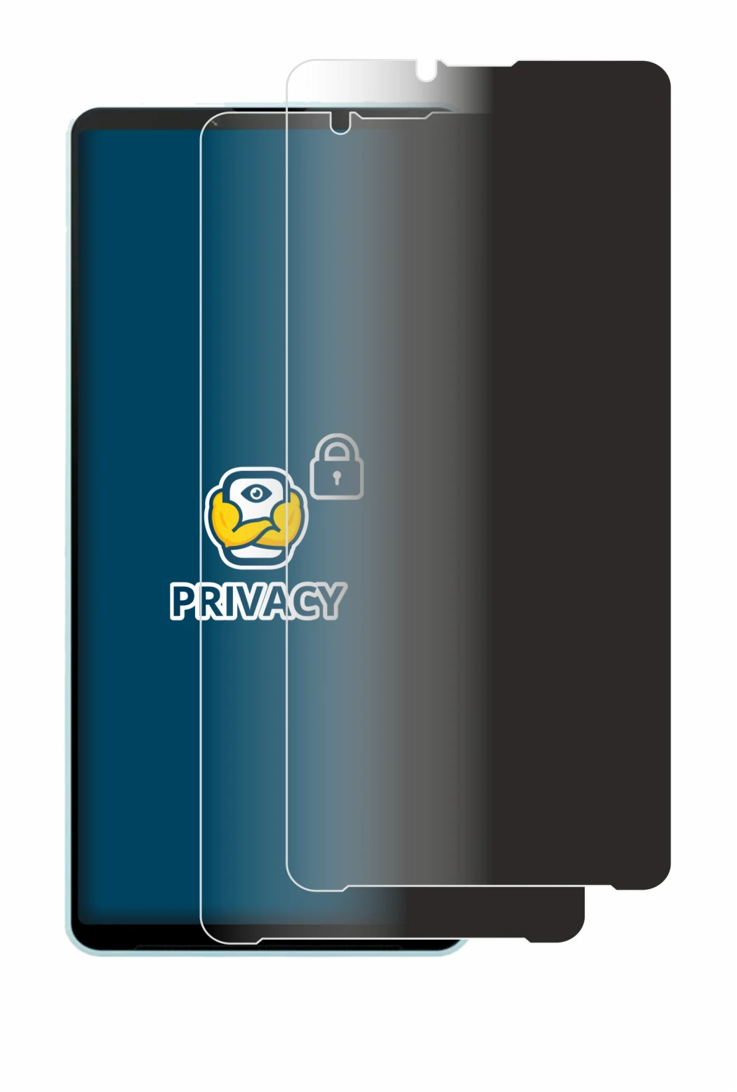 Abbildung des Geräts Sony Xperia 10 VI mit einer Vielzahl des Displayschutzes.