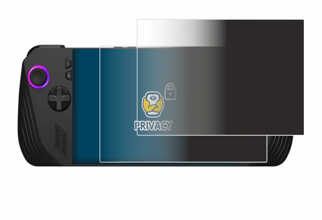 Abbildung des Geräts ASUS ROG Ally X (2024) mit einer Vielzahl des Displayschutzes.