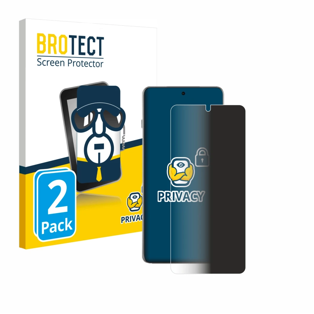 Vorderseite einer Produktverpackung mit dem Markenlogo BROTECT. Daneben ist das Gerät Oppo Find X8 Pro mit dem zugehörigen Dis