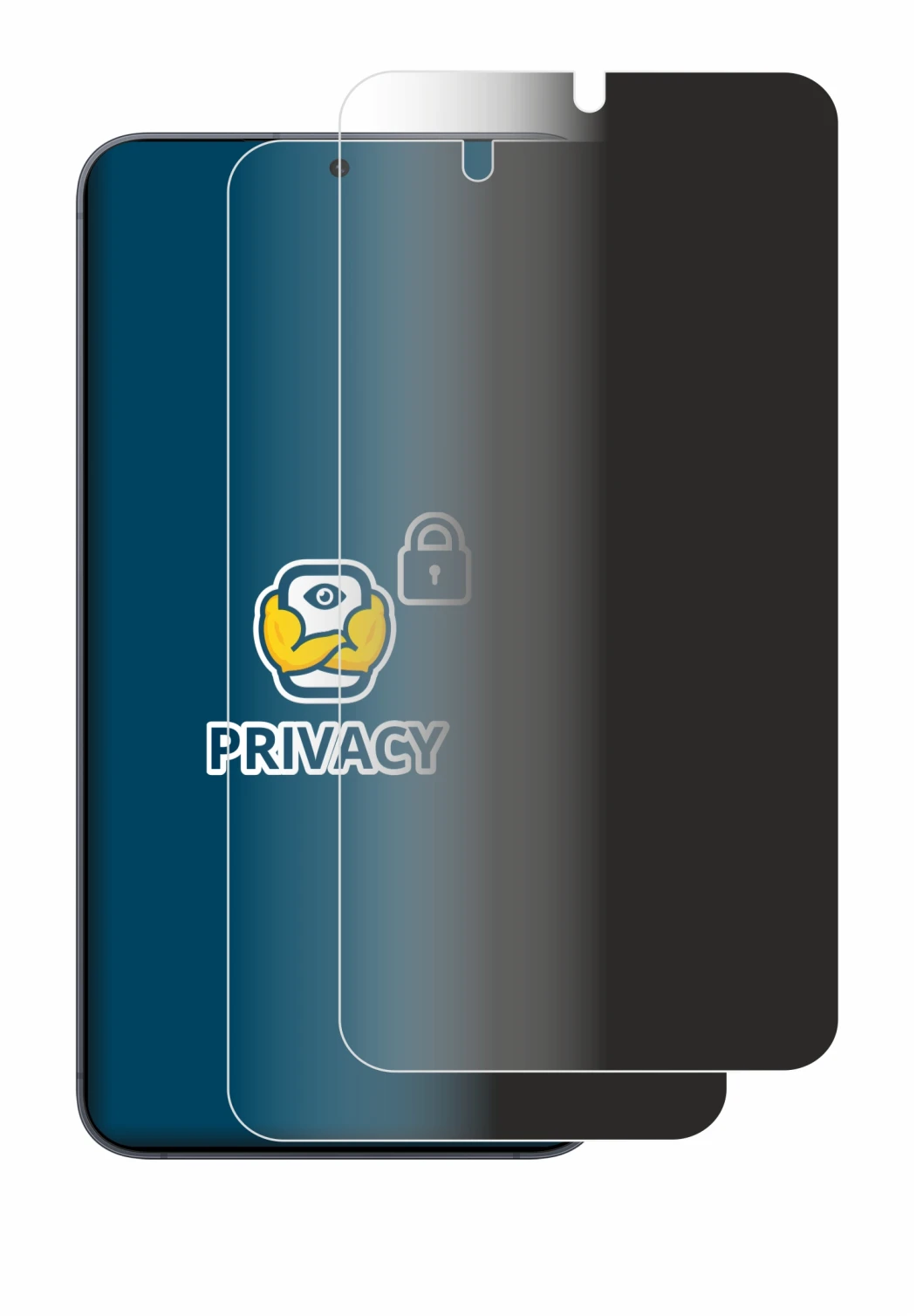 Abbildung des Geräts Samsung Galaxy S25 Plus mit einer Vielzahl des Displayschutzes.
