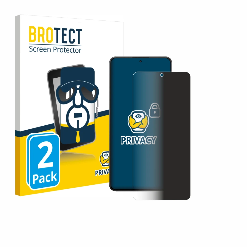 Vorderseite einer Produktverpackung mit dem Markenlogo BROTECT. Daneben ist das Gerät Xiaomi Poco X7 Pro mit dem zugehörigen D