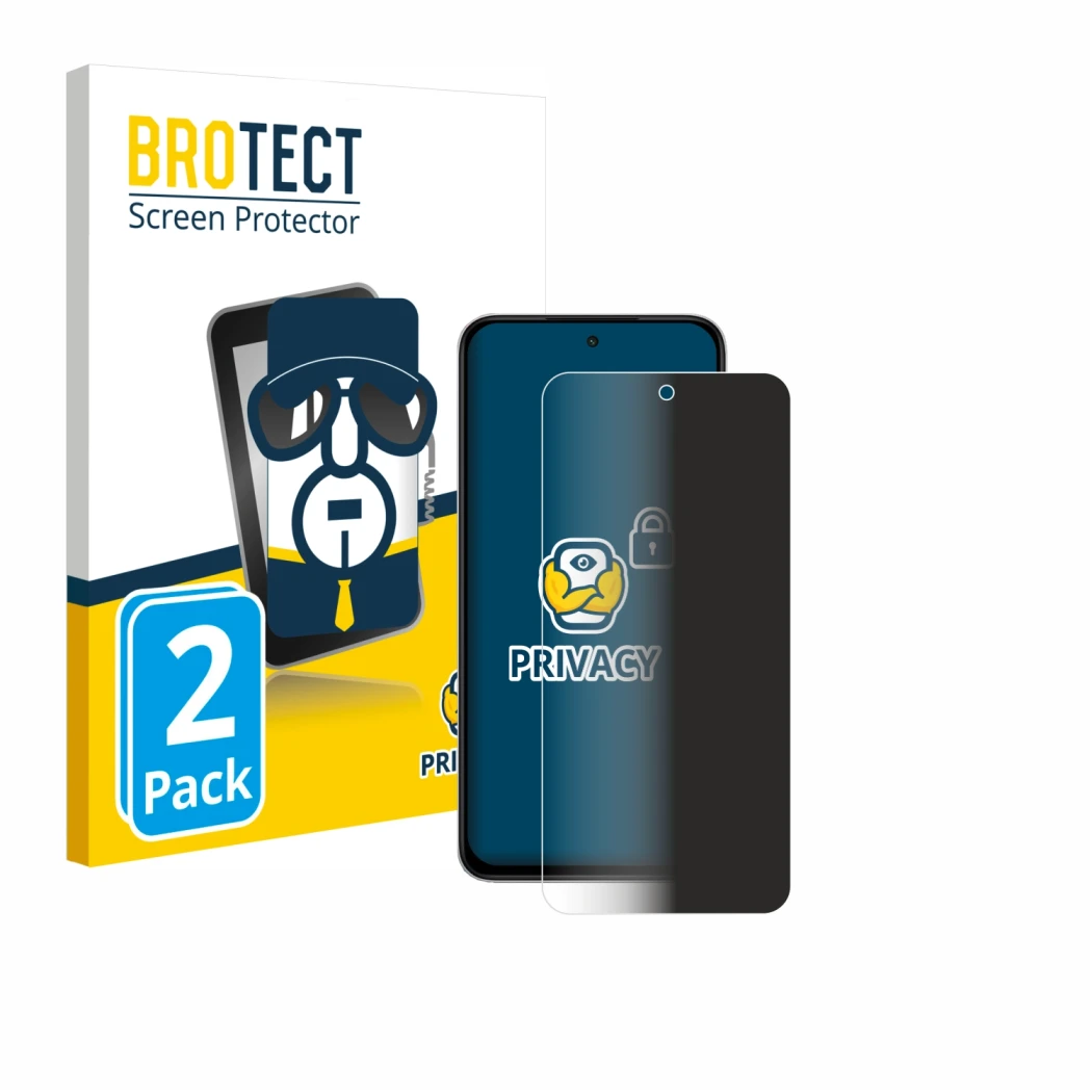 Vorderseite einer Produktverpackung mit dem Markenlogo BROTECT. Daneben ist das Gerät Xiaomi Poco M7 mit dem zugehörigen Displ