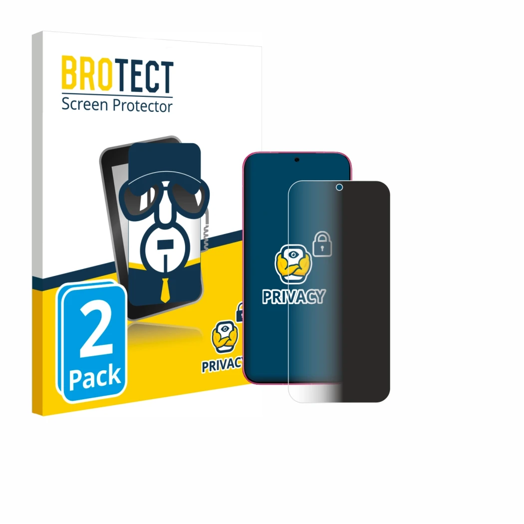 Vorderseite einer Produktverpackung mit dem Markenlogo BROTECT. Daneben ist das Gerät Huawei Pura 80 mit dem zugehörigen Displ