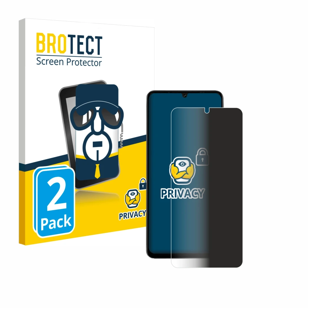 Vorderseite einer Produktverpackung mit dem Markenlogo BROTECT. Daneben ist das Gerät Doogee Note 59 Pro Plus mit dem zugehöri