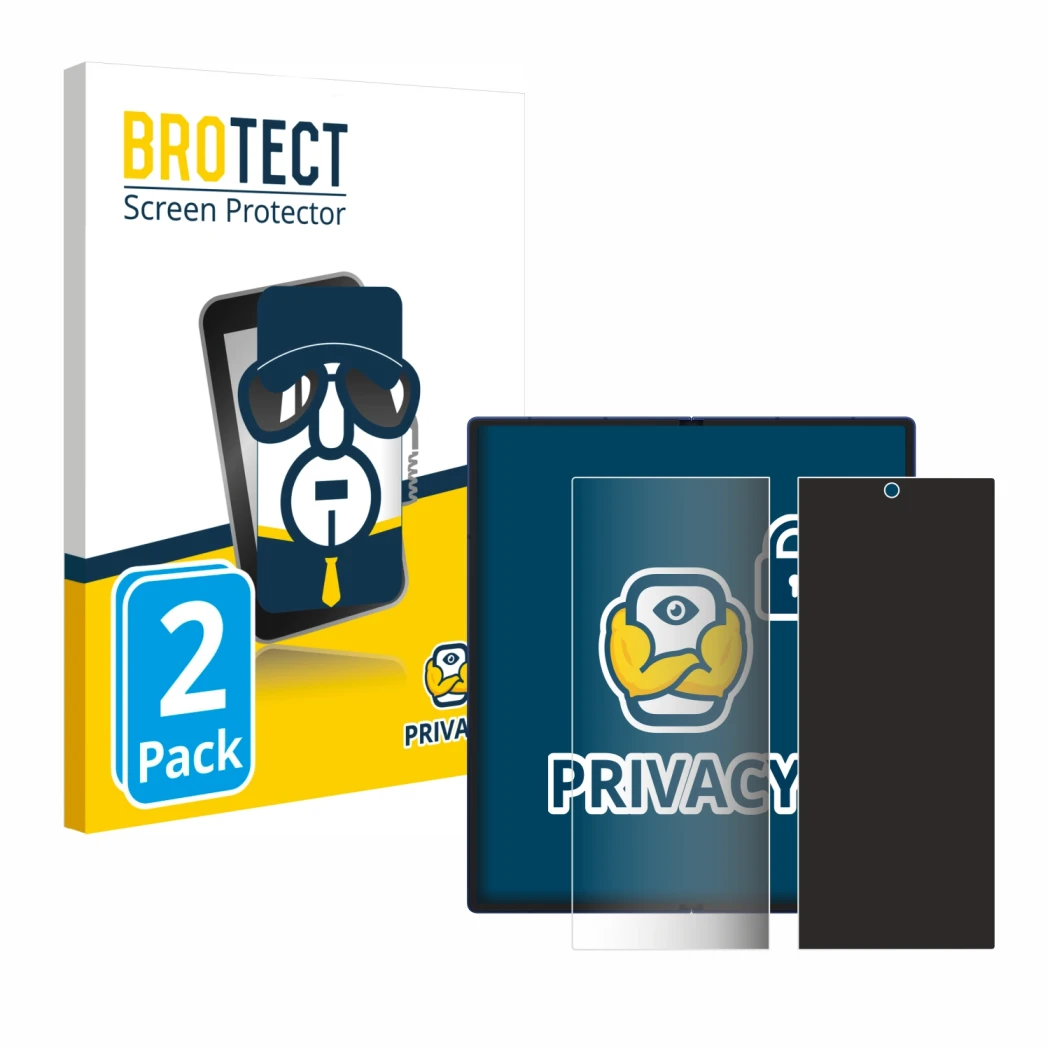 Vorderseite einer Produktverpackung mit dem Markenlogo BROTECT. Daneben ist das Gerät Samsung Galaxy Z Fold 7 (Inneres Display