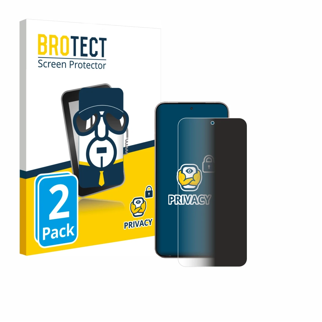 Vorderseite einer Produktverpackung mit dem Markenlogo BROTECT. Daneben ist das Gerät Xiaomi 15T Pro mit dem zugehörigen Displ