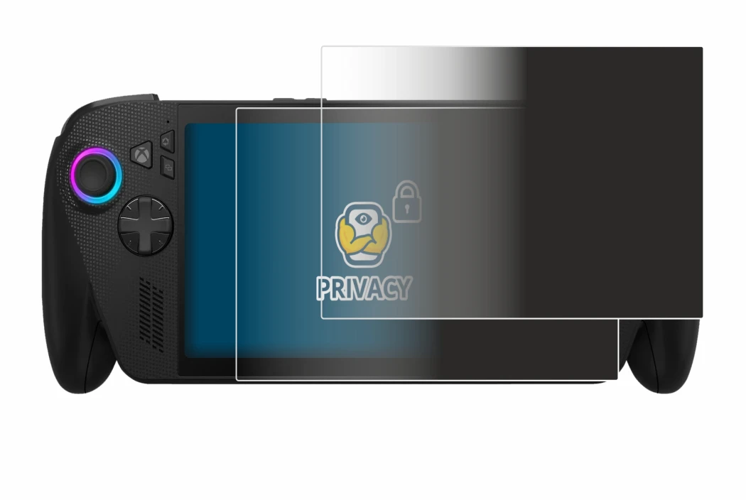 Abbildung des Geräts ASUS ROG Xbox Ally X mit einer Vielzahl des Displayschutzes.