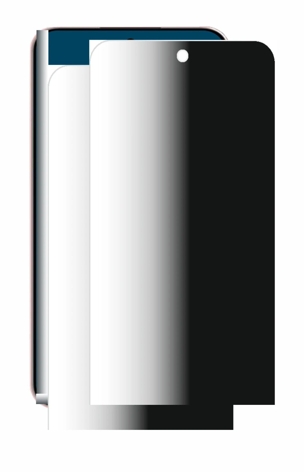 Abbildung des Geräts Oppo Reno 14 mit einer Vielzahl des Displayschutzes.