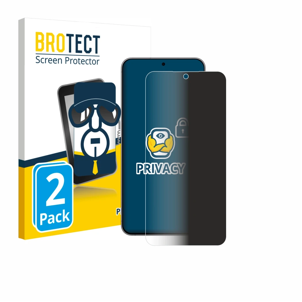 Vorderseite einer Produktverpackung mit dem Markenlogo BROTECT. Daneben ist das Gerät Samsung Galaxy A57 5G mit dem zugehörige