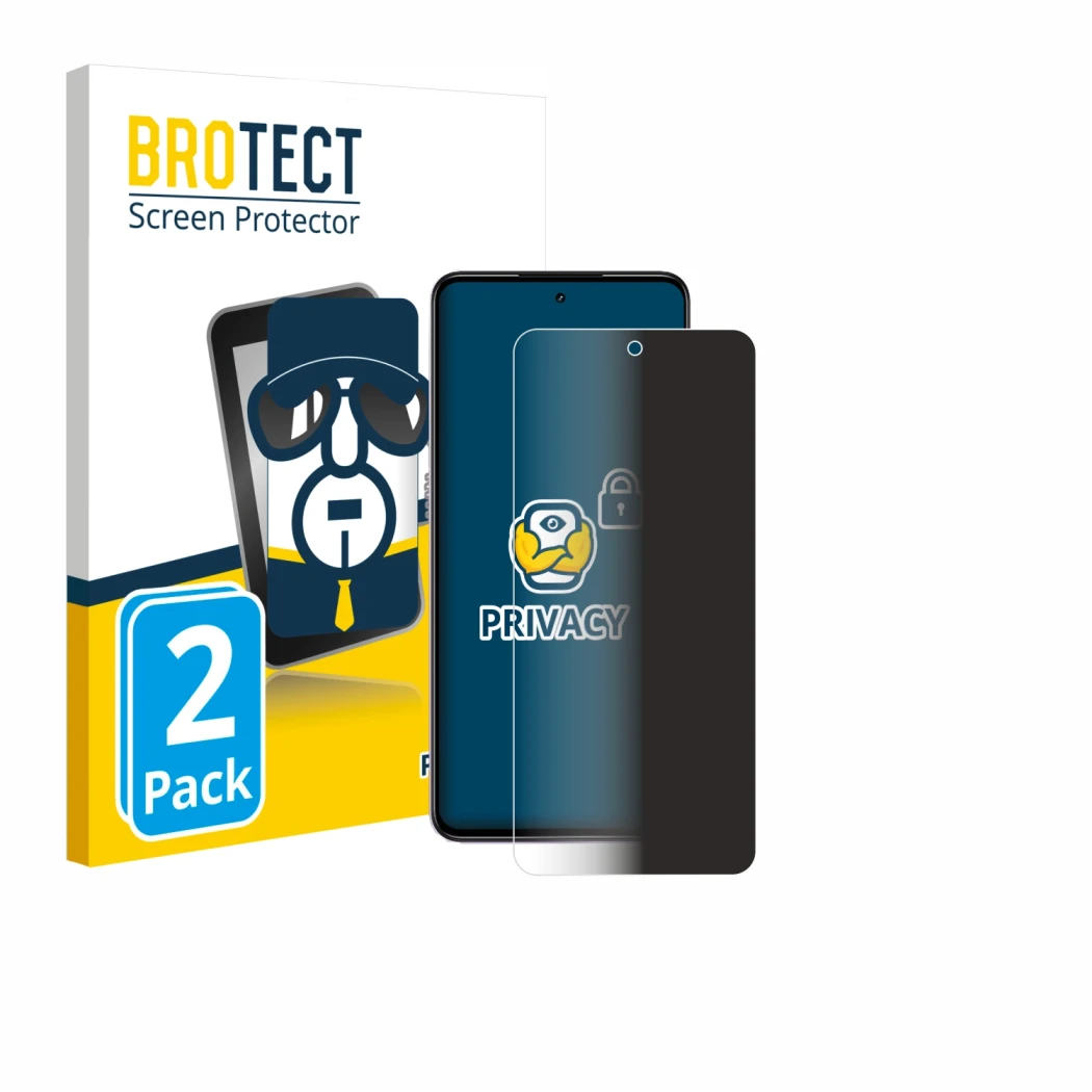 Vorderseite einer Produktverpackung mit dem Markenlogo BROTECT. Daneben ist das Gerät realme P4x 5G mit dem zugehörigen Displa