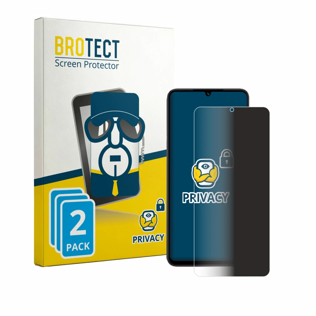 Vorderseite einer Produktverpackung mit dem Markenlogo BROTECT. Daneben ist das Gerät Honor X5d Plus mit dem zugehörigen Displ