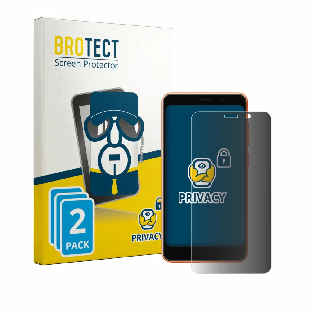 Vorderseite einer Produktverpackung mit dem Markenlogo BROTECT. Daneben ist das Gerät Ulefone Note 22 mit dem zugehörigen Disp