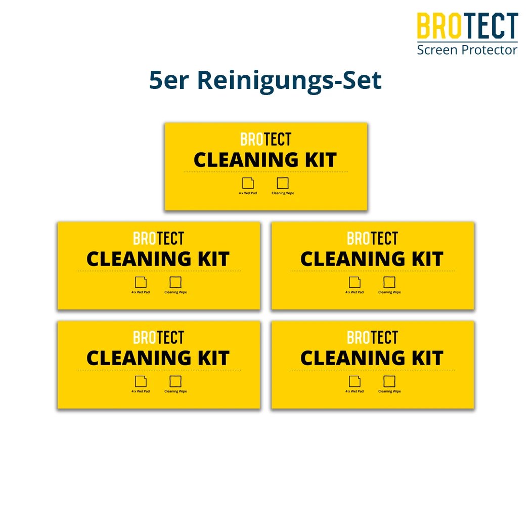 Abbildung von 5 verpackten Reinigungssets mit Überschrift 5er Reinigungs-Set 