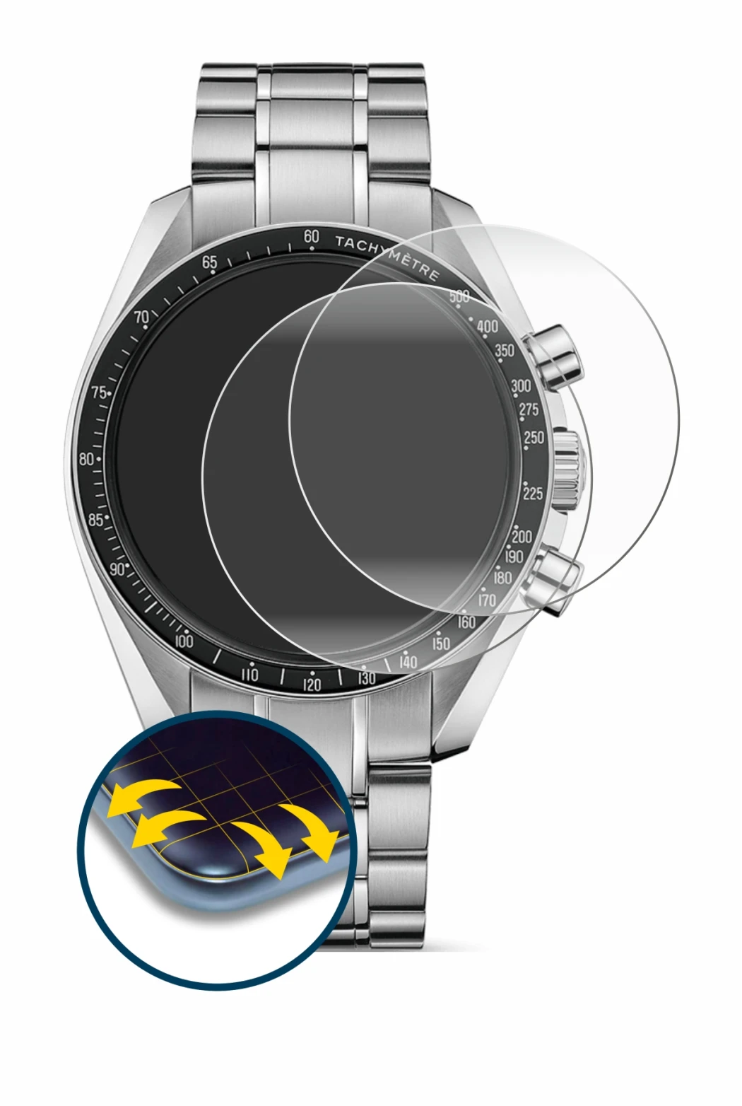 Abbildung des Geräts Omega Speedmaster Moonwatch Professional (42 mm) mit einer Vielzahl des Displayschutzes.