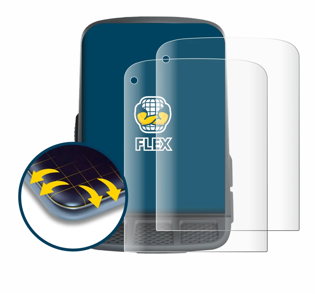 Abbildung des Geräts Wahoo Elemnt Roam mit einer Vielzahl des Displayschutzes.