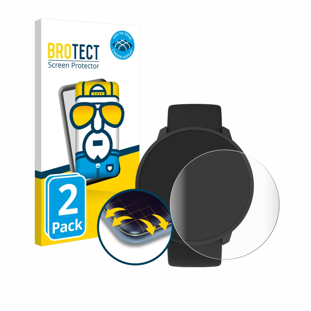 Vorderseite einer Produktverpackung mit dem Markenlogo BROTECT. Daneben ist das Gerät Polar Unite mit dem zugehörigen Displays