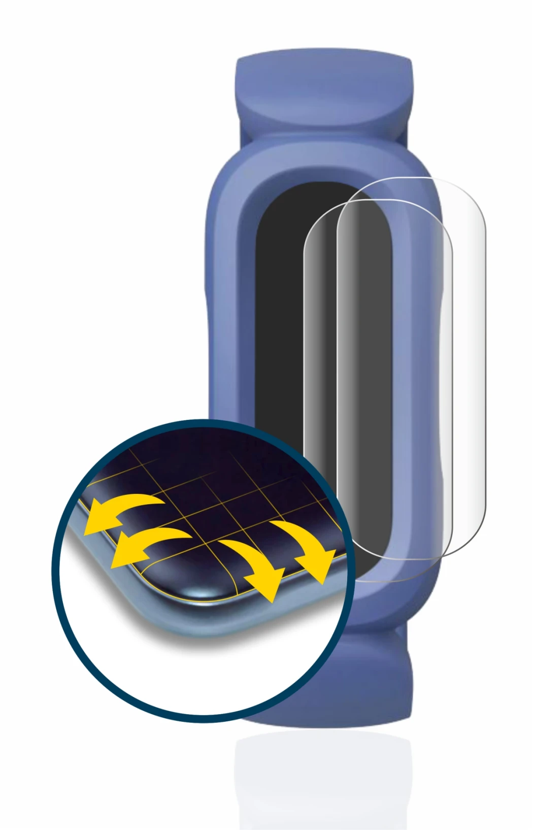 Abbildung des Geräts Fitbit Ace 3 mit einer Vielzahl des Displayschutzes.