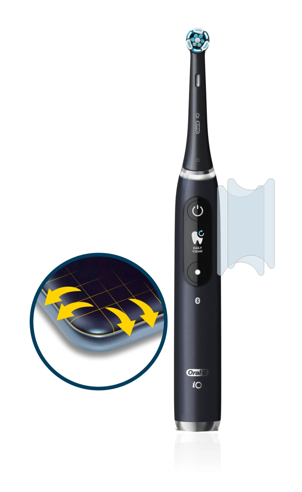 Abbildung des Geräts Oral-B iO 9 mit einer Vielzahl des Displayschutzes.