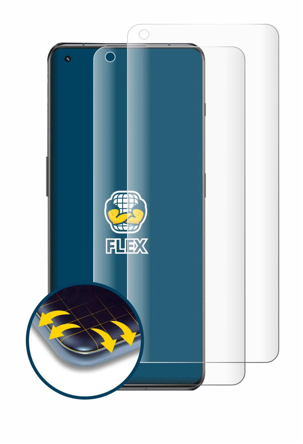 Abbildung des Geräts OnePlus 11 5G mit einer Vielzahl des Displayschutzes.