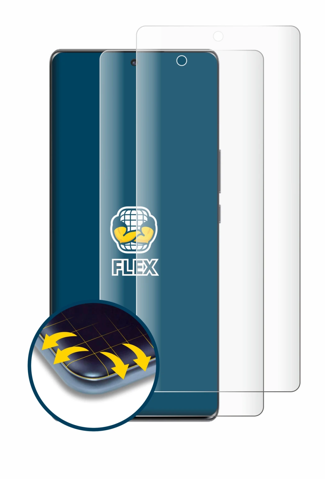 Abbildung des Geräts Honor Magic 5 Lite mit einer Vielzahl des Displayschutzes.