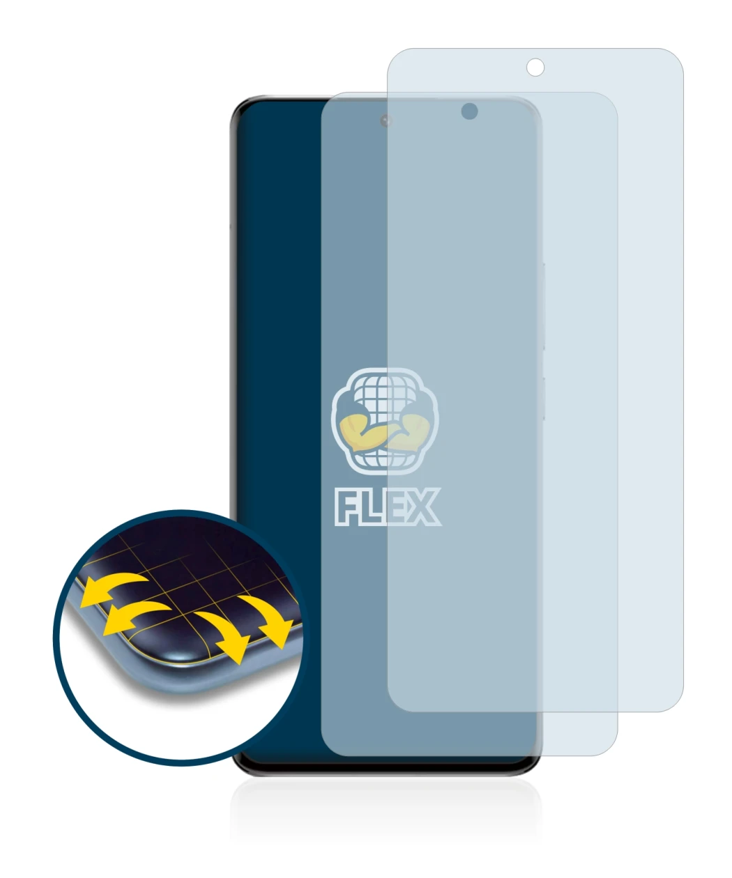 Abbildung des Geräts Xiaomi 13 Pro mit einer Vielzahl des Displayschutzes.