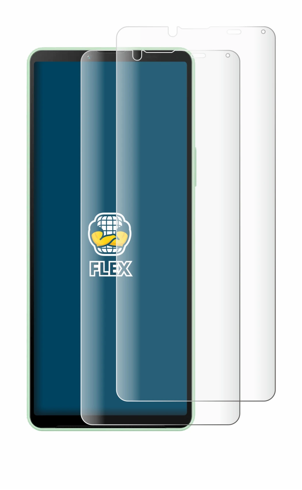 Abbildung des Geräts Sony Xperia 10 V mit einer Vielzahl des Displayschutzes.