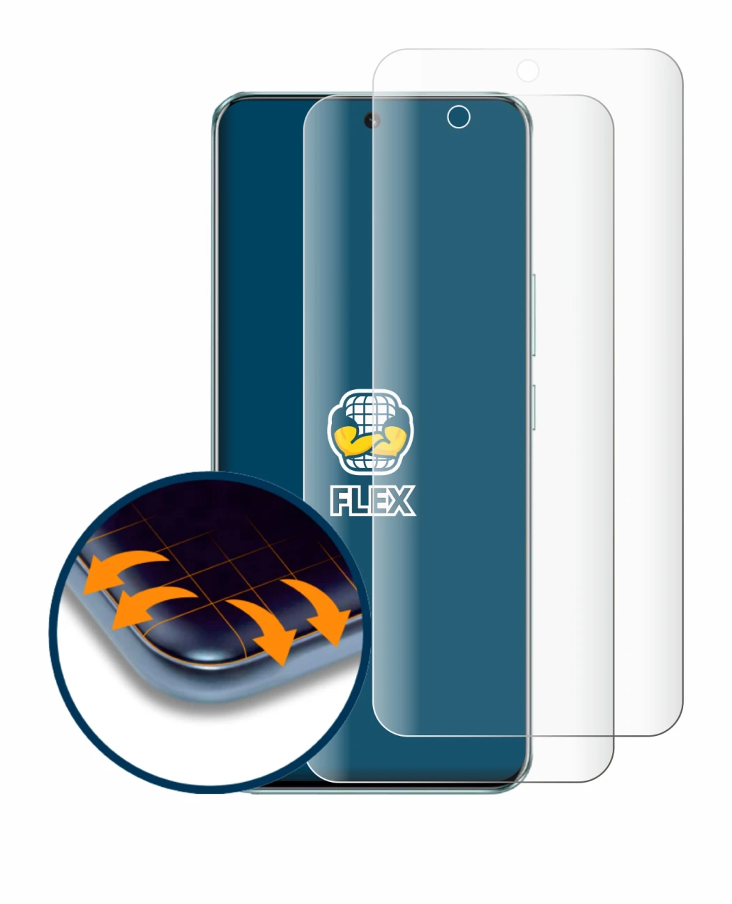 Abbildung des Geräts Honor 90 mit einer Vielzahl des Displayschutzes.