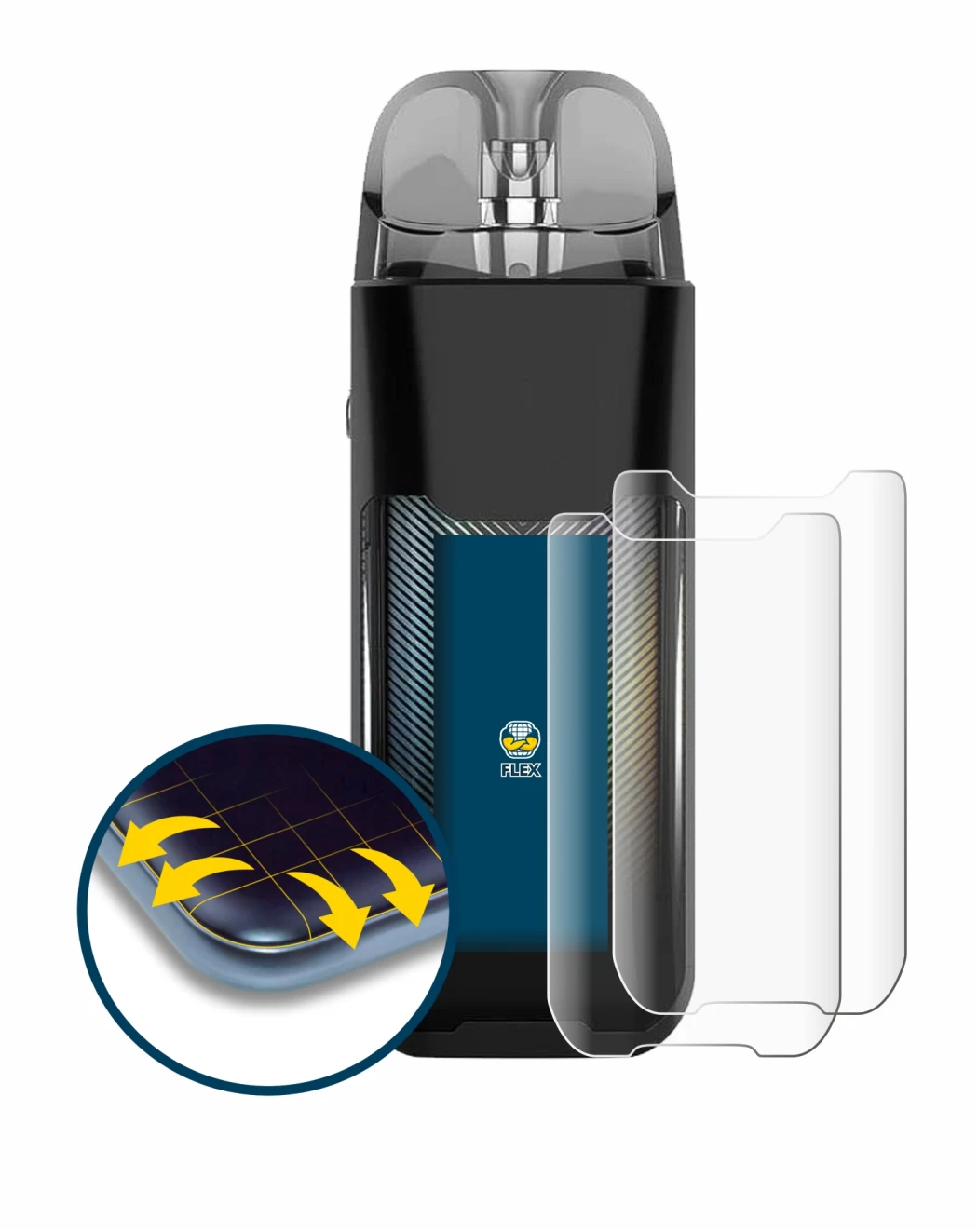 Abbildung des Geräts Vaporesso Luxe XR mit einer Vielzahl des Displayschutzes.