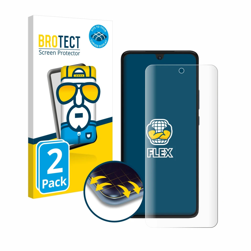 Vorderseite einer Produktverpackung mit dem Markenlogo BROTECT. Daneben ist das Gerät Motorola Moto G84 mit dem zugehörigen Di