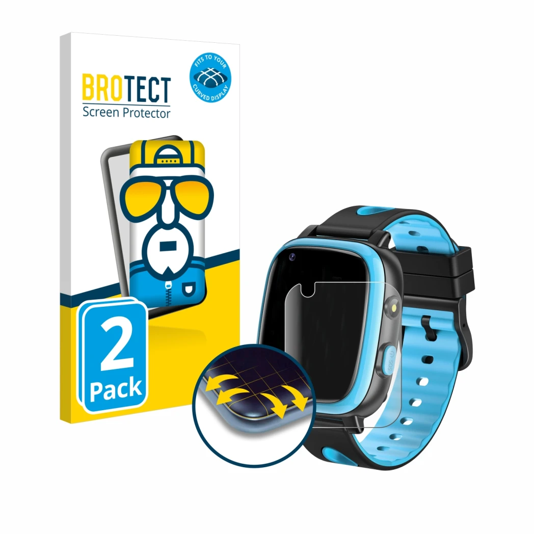 Vorderseite einer Produktverpackung mit dem Markenlogo BROTECT. Daneben ist das Gerät Aduogeng T5 mit dem zugehörigen Displays