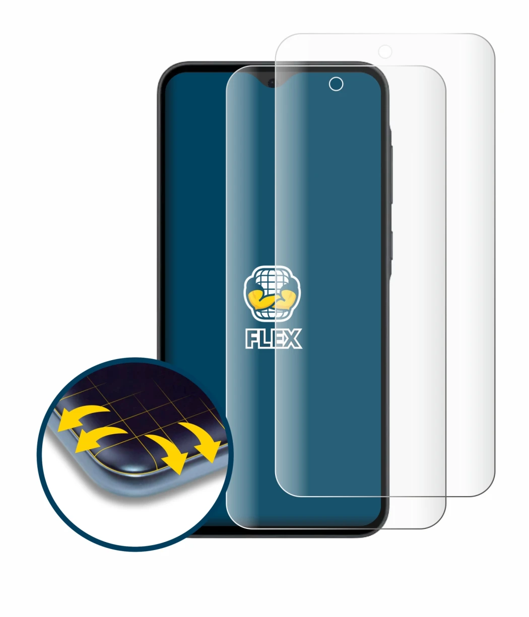 Abbildung des Geräts Samsung Galaxy A35 5G mit einer Vielzahl des Displayschutzes.