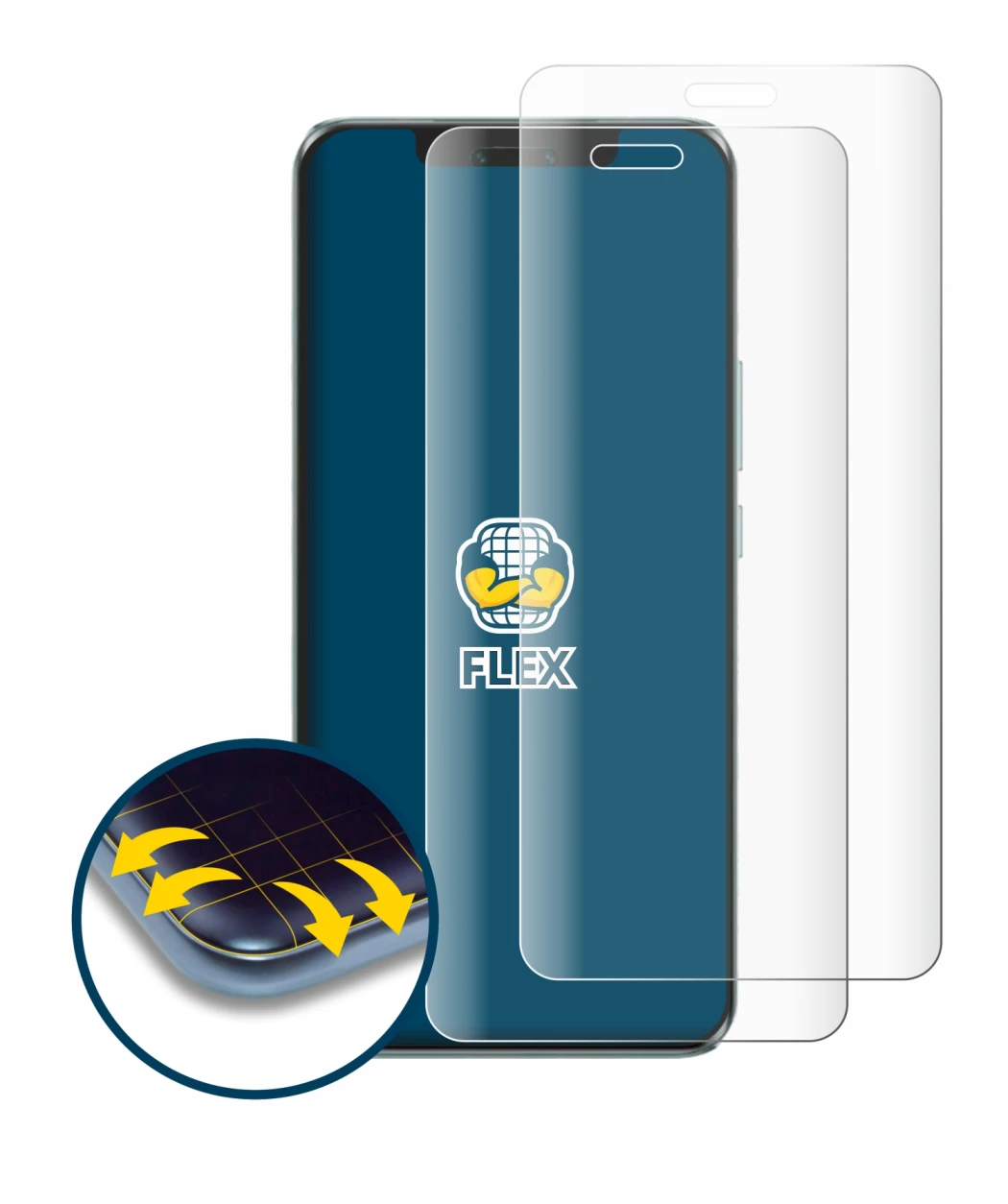 Abbildung des Geräts Honor Magic 6 Pro mit einer Vielzahl des Displayschutzes.