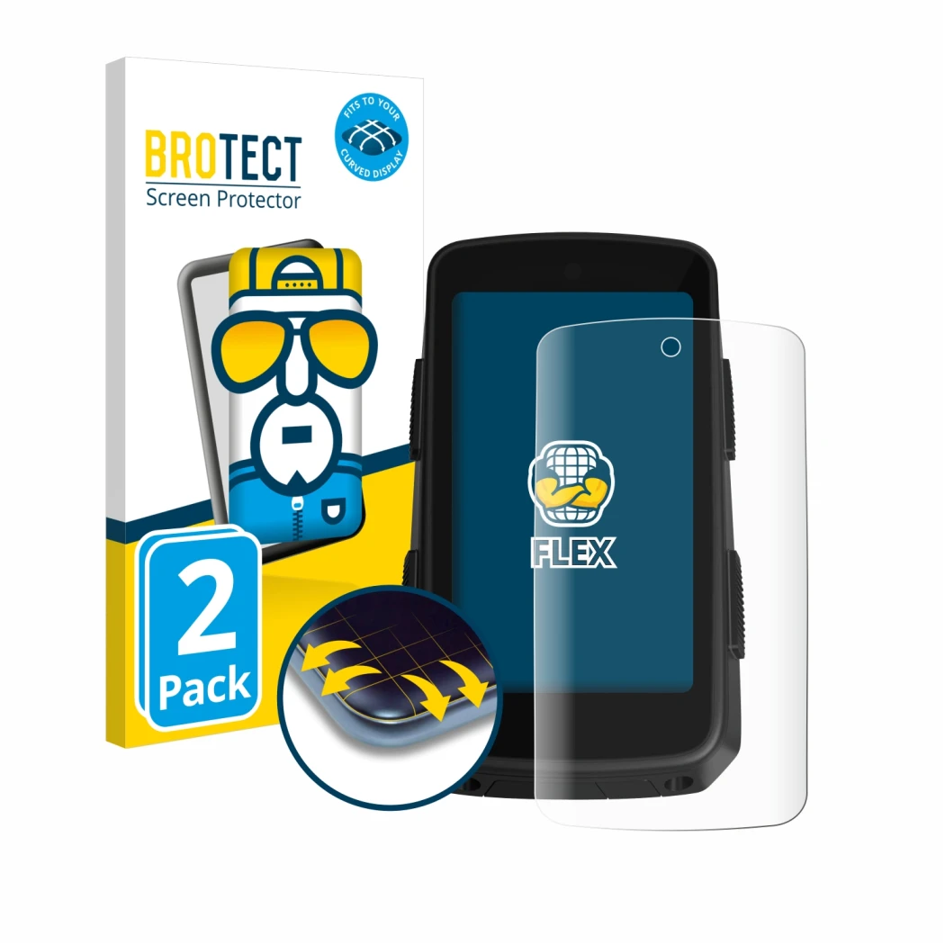 Vorderseite einer Produktverpackung mit dem Markenlogo BROTECT. Daneben ist das Gerät Hammerhead Karoo 3 mit dem zugehörigen D