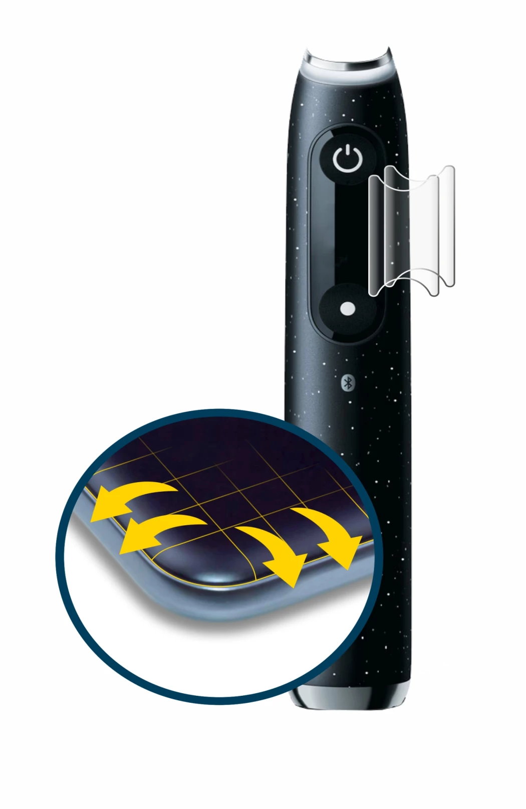 Abbildung des Geräts Oral-B iO 10 mit einer Vielzahl des Displayschutzes.